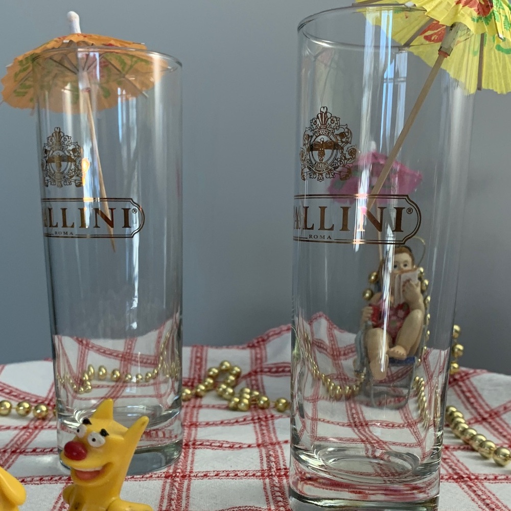 PALLINI High Ball Cocktail Glasses with Gold Design  Set/2 - VINTAGE - Picture 5 of 13